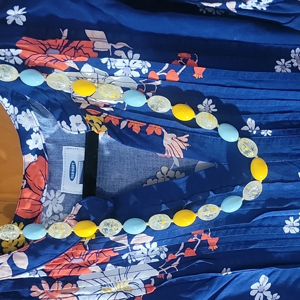 Old Navy dress blue with floral design. - Picture 4 of 4